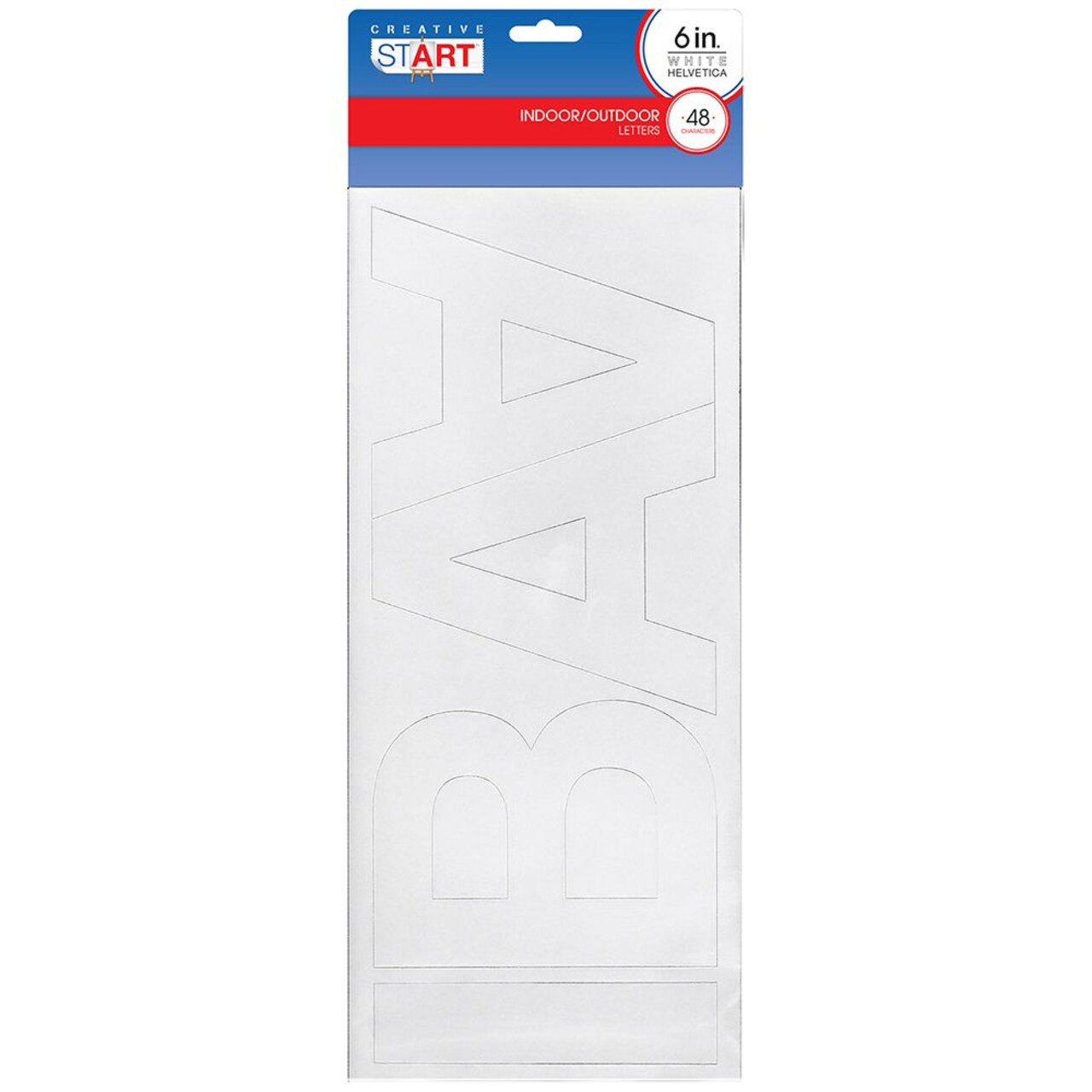 Creative Start Vinyl Self-Adhesive Letters, 6", Helvetica Font, White, 48 count